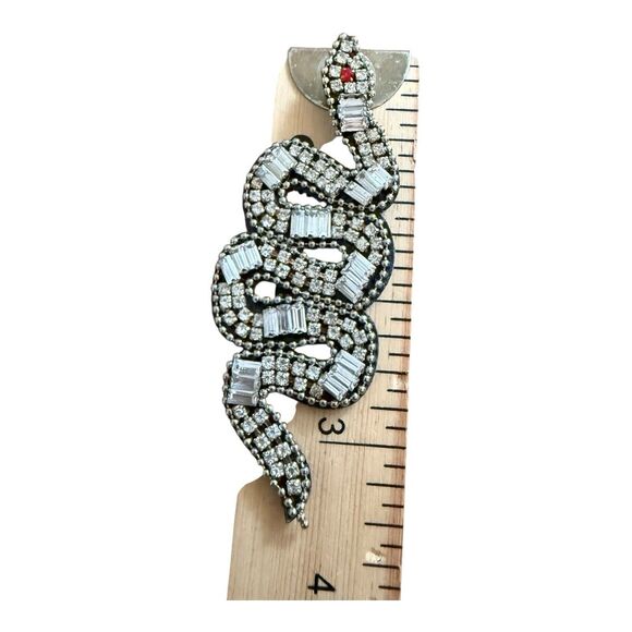 Rhinestones Snake Earrings 3.25” Fashion Jewelry - Picture 7 of 8
